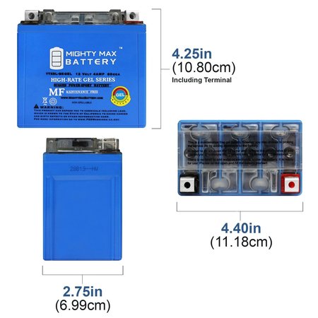 Mighty Max Battery GEL Battery for Yamaha 50 YFZ50 2017 With 12V 1Amp Charger MAX3831820